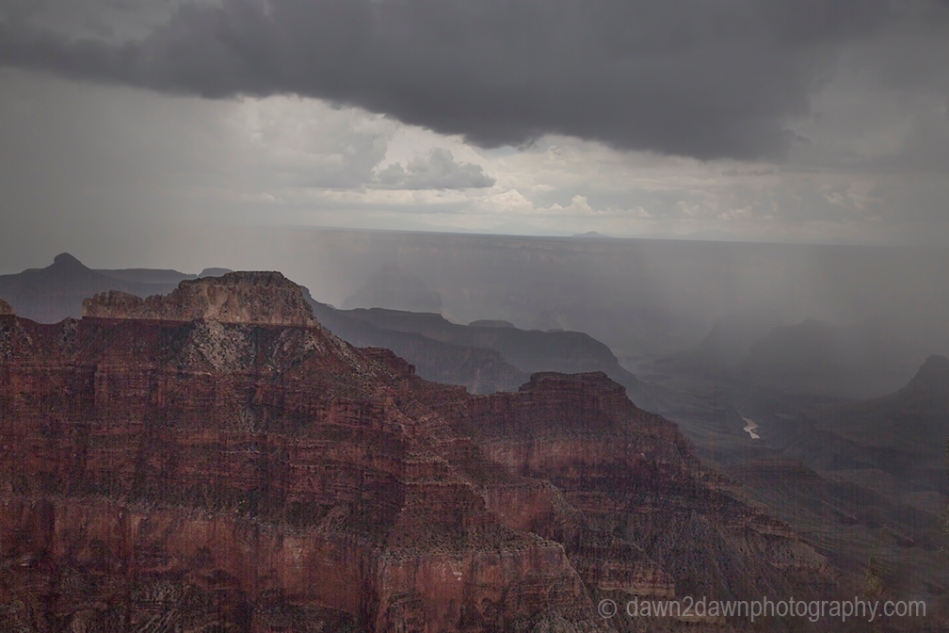 Thunderstorms pass through the Grand Canyon at Point Sublime at Grand Canyon National Park, Arizona