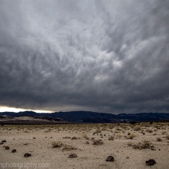 Storm clouds threaten Eureka Valley at Death Valley National Park, California