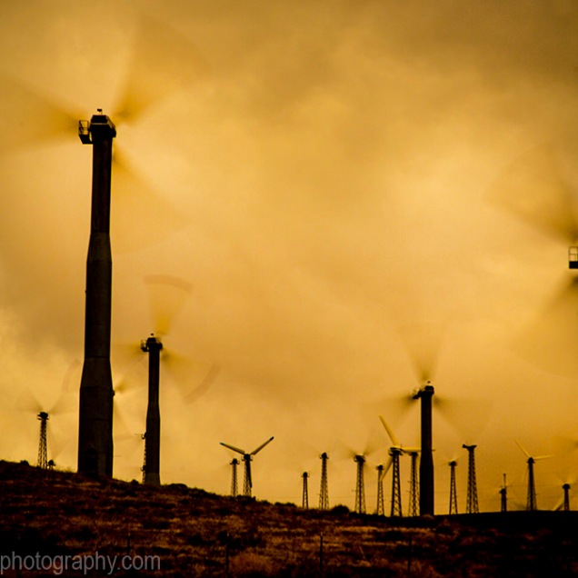 Wind turbines are numerous and always spinning at Tahachapi California