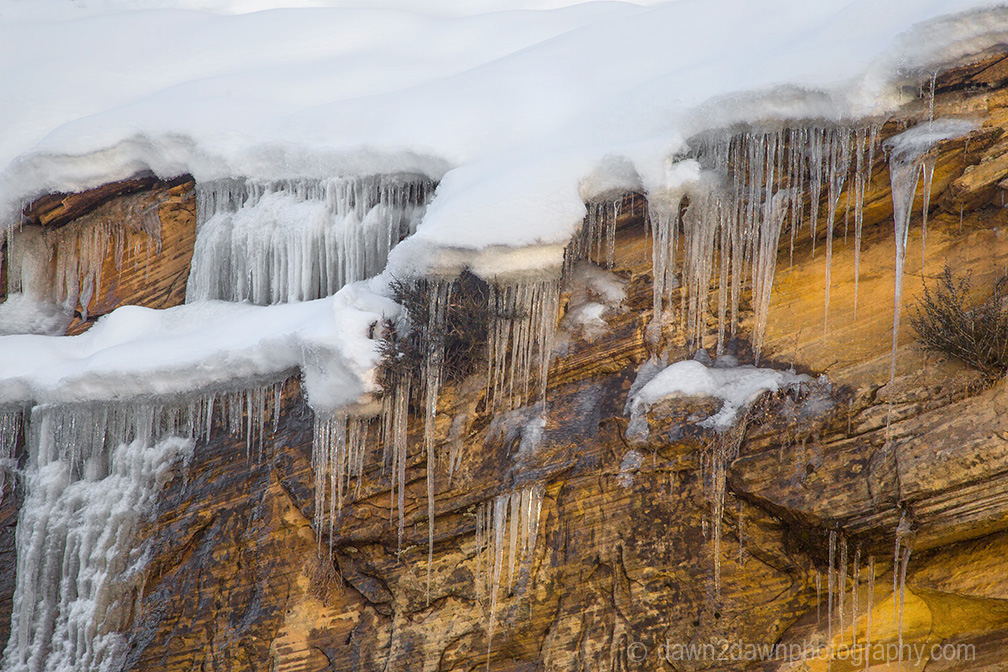 Fresh snow blankets Zion National Park in Southern Utah.